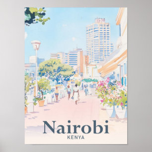 Poster Nairobi Kenya Watercolor Painting Viagem