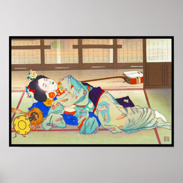 Poster Nakazawa Hiromitsu Inn em Gion japan moça japonesa (Frente)