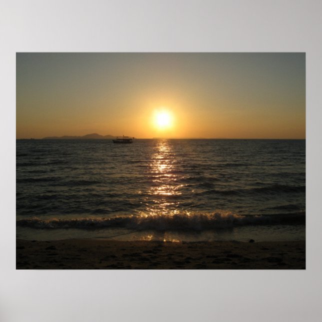 Póster Naklua Beach Sunset. Pattaya, Chonburi, Tailândia (Frente)