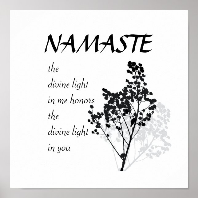 Poster Namaste cita texto sobre a arte da natureza a pret (Frente)