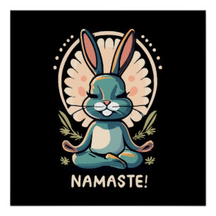 Póster namaste coelho yoga coelho meditação