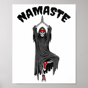 Poster Namaste de Yoga Divertido Halloween Esqueleto Ceif
