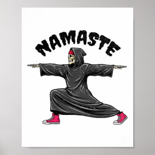 Poster Namaste de Yoga Divertido Halloween Esqueleto Ceif