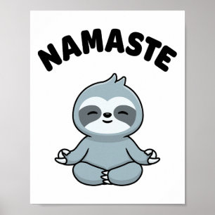 Poster Namaste Engraçado Sloth Kawaii Fofo Yoga Sloth Est