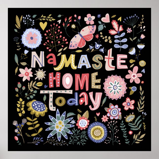 Poster Namaste Home Today Folk Art Floral (Frente)