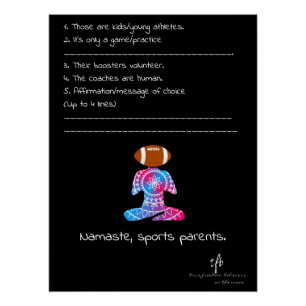 Póster Namaste, Pais de Atletas Neon Vermelho e Azul Fute