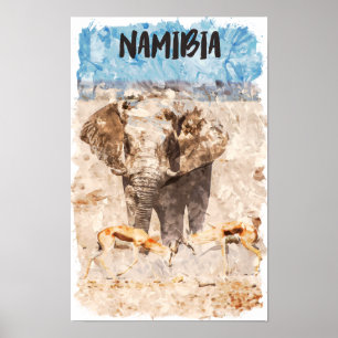 Poster Namíbia Safari de Vida Selvagem Africana