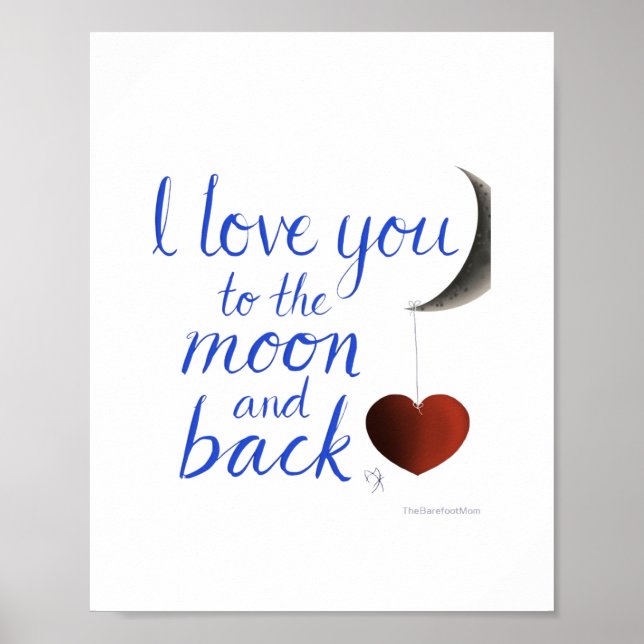 Poster Namorada Namorado Eu Te Amo Até a Lua e Volta (Frente)