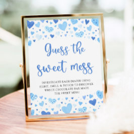 Poster Namorados Azul Adivinha o Jogo do Bebê Doce Mess