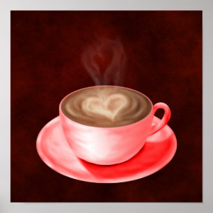 Poster Namorados Cappuccino Art Heart