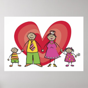 Poster Namorados de Coração Feliz de Amor Familiar Fora d