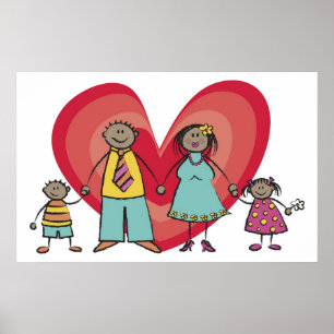 Poster Namorados de Coração Feliz de Amor Familiar Fora d