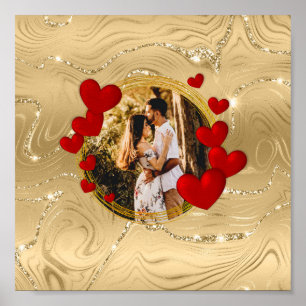 Poster Namorados Elegantes, Amor, Corações Vermelhas do A