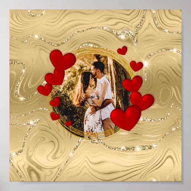 Poster Namorados Elegantes, Amor, Corações Vermelhas do A (Frente)