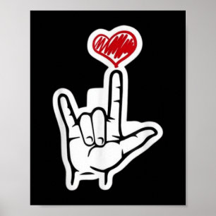 Poster Namorados Eu Te Amo Sinal Asl Coração Mulher Bonit