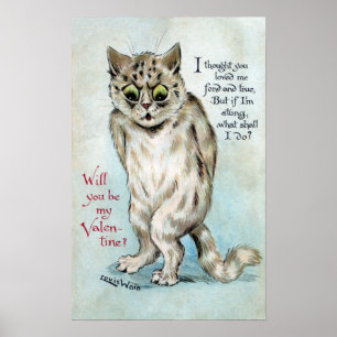 Póster Namorados picados do vintage do gato