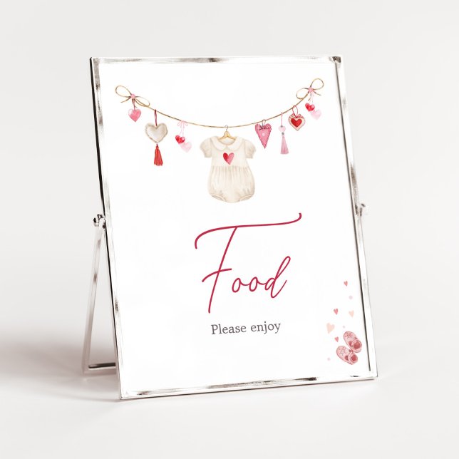 Poster Namorados Swetheart Comida (A Little Sweetheart Valentine Baby Shower Food Sign)