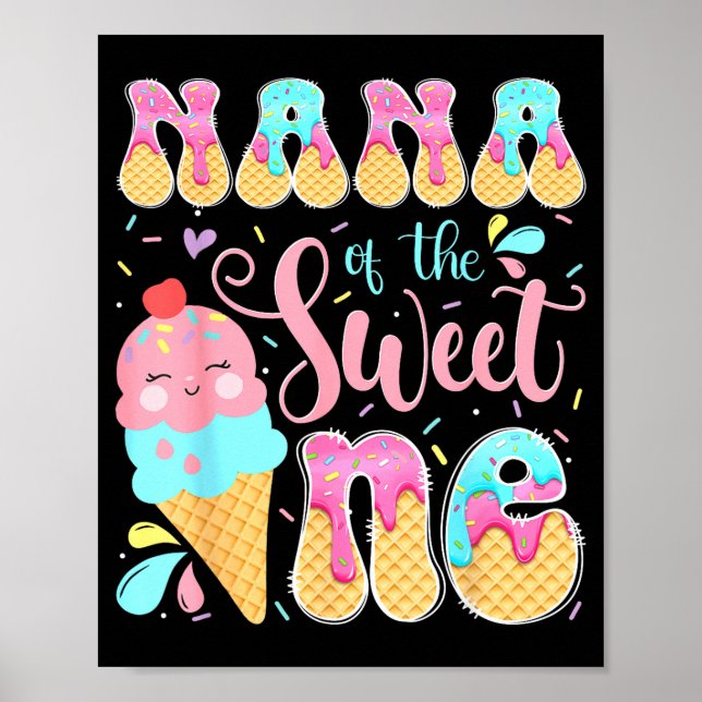 Poster Nana da menina de um ano de sorvete doce  (Frente)