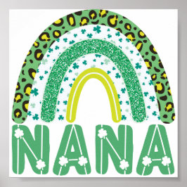 Poster Nana Dia de São Patrício Irlandesa Avó Rainbow