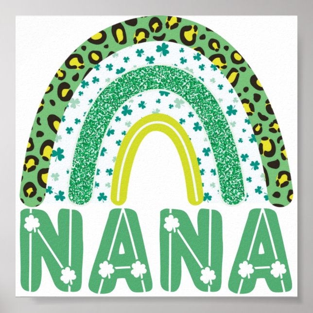 Poster Nana Dia de São Patrício Irlandesa Avó Rainbow (Frente)