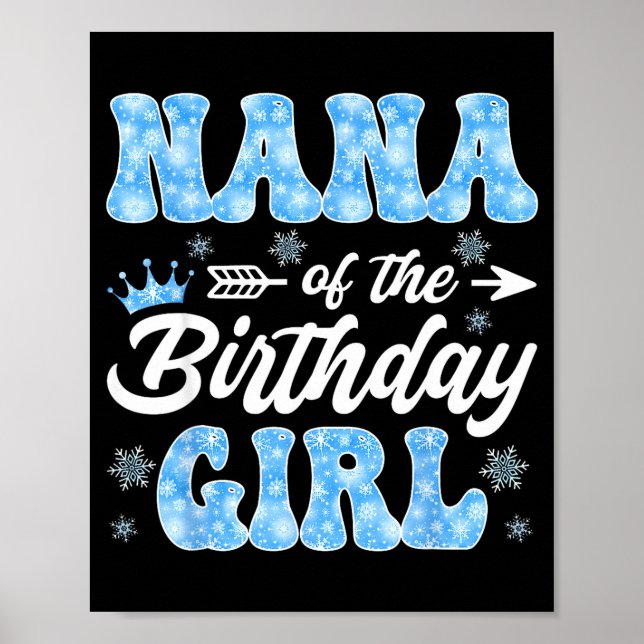 Poster Nana Of The Birthday Girl Snowflakes Winter Christ (Frente)