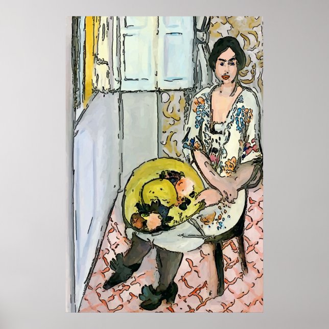 Póster Nancy em Cadeira em Condo, Estilo Matisse (Frente)