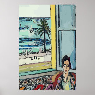 Póster Nancy na janela, estilo de Matisse
