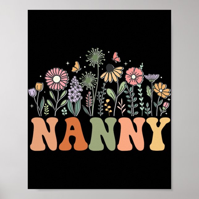 Poster Nanny Wildflower Floral Birthday Baby Shower New N (Frente)