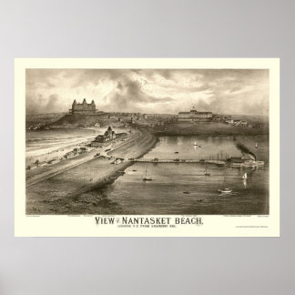 Poster Nantasket Beach, MÃE Panorâmica Map - 1879