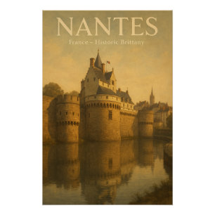 Póster NANTES da França — Bretanha Retro Histórica