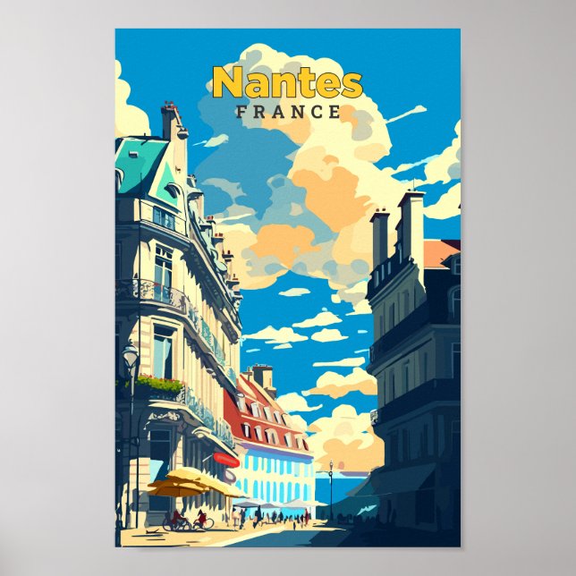 Poster Nantes France - Ilustração de arte Viagem (Frente)