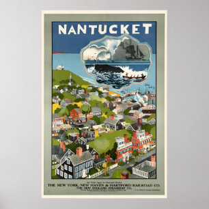 Poster Nantucket - Cartaz de Viagem Antigo da Nova Inglat
