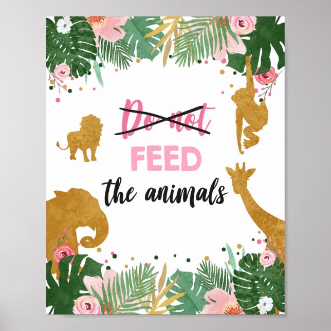 Poster Não Alimente Animais Safari Rapariga Aniversário (Frente)