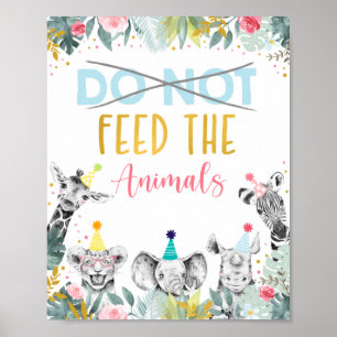 Poster Não Alimente o sinal de festa Dourado rosa dos an