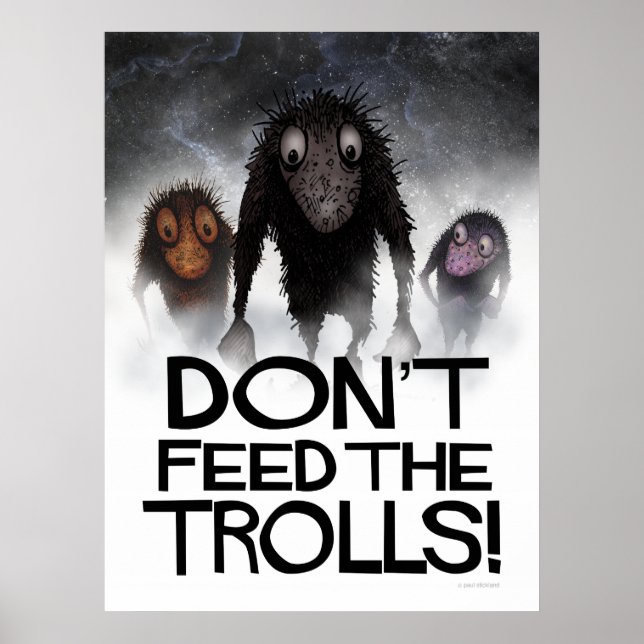 Póster Não alimente os Troll! Meme Internet Engraçado (Frente)