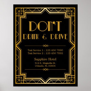 Póster Não Beba e dirija sinal de casamento   Gatsby Art 