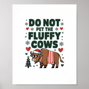 Poster Não Coloque As Vacas Fluffy Na Roupa De Natal