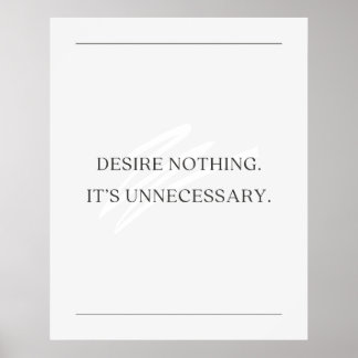 Poster Não deseje nada. É desnecessário. Anti-Motivação
