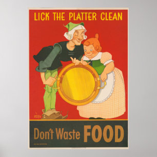 Poster Não desperdice comida, lamba a bandeja