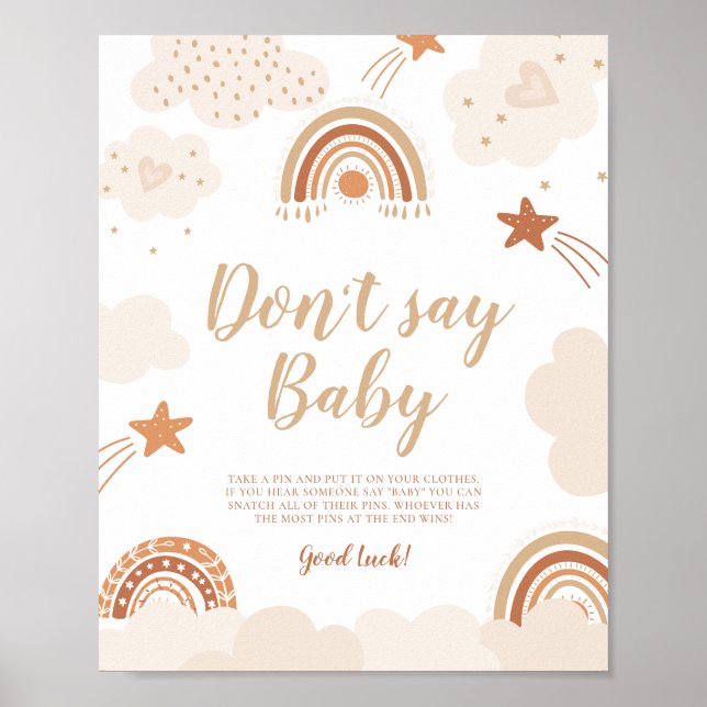 Poster Não diga Baby Boho Rainbow Sinal (Frente)
