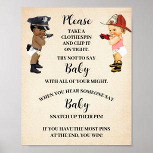 Poster Não Diga Bebe Prendedor de Roupa Pequeno Recruta J