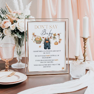 Poster Não Diga Bebê Sinal Pumpkin Chá de fraldas Russo