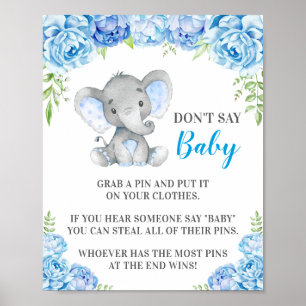 Poster Não diga Chá de bebê do jogo Elefante.