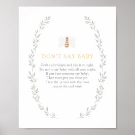 Poster Não diga Chá de fraldas de Bebê