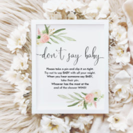 Poster Não diga chá de fraldas game, sinal de ouro rosa