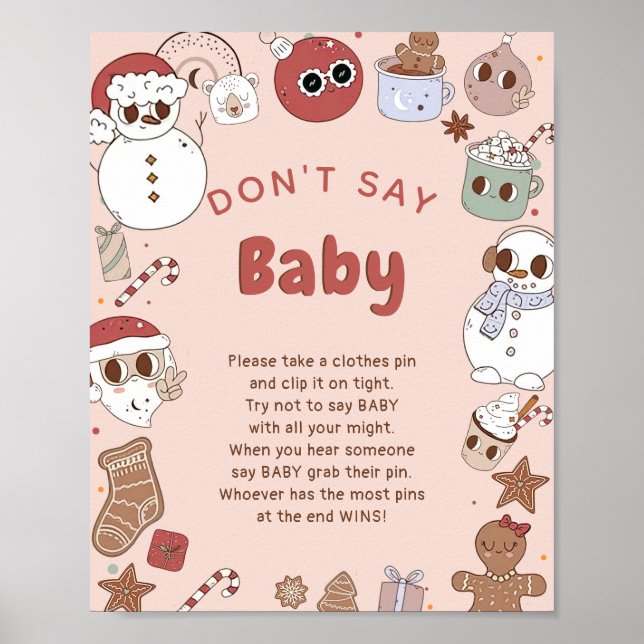 Poster Não diga Jogo de Chá de fraldas de Natal do Baby G (Frente)