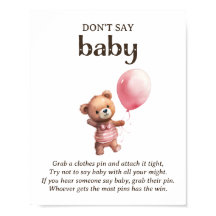 Não diga jogo de Chá de fraldas do Bear Teddy Bear