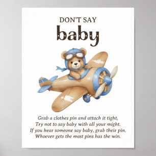 Poster Não diga jogo de Chá de fraldas piloto do Bebê Ted