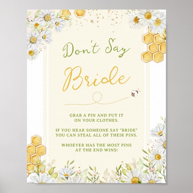 Poster Não Diga Noiva Jogo Abelha Bumblebee Casamento (Frente)