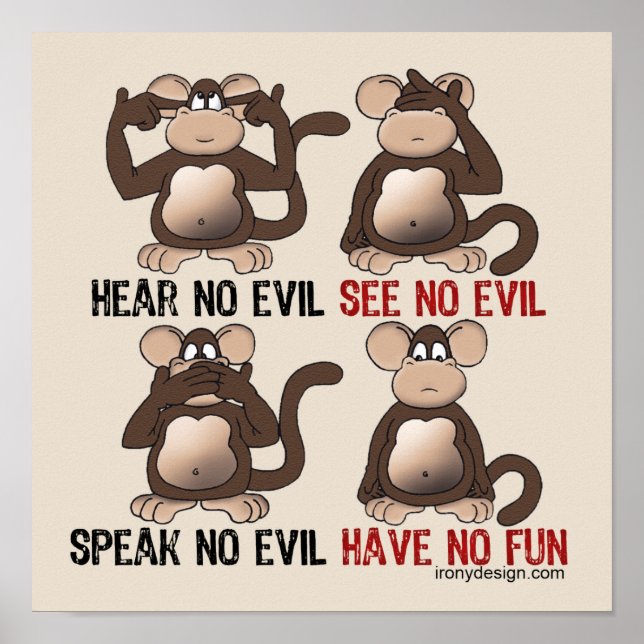 Poster Não Divirta Macacos Humor (Frente)